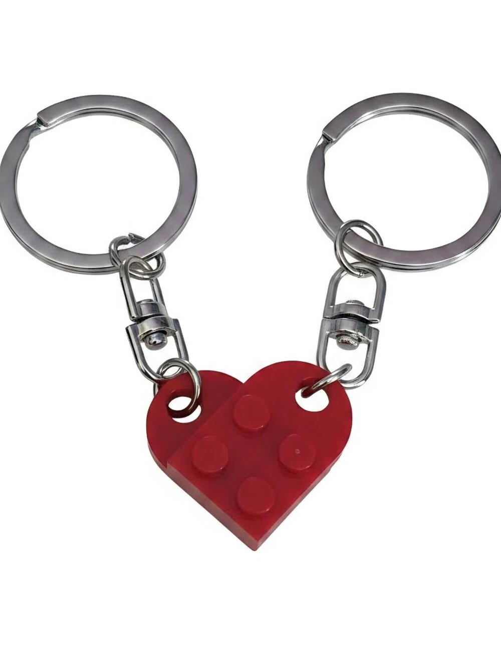 Red Heart Lego-Style Double Keychain